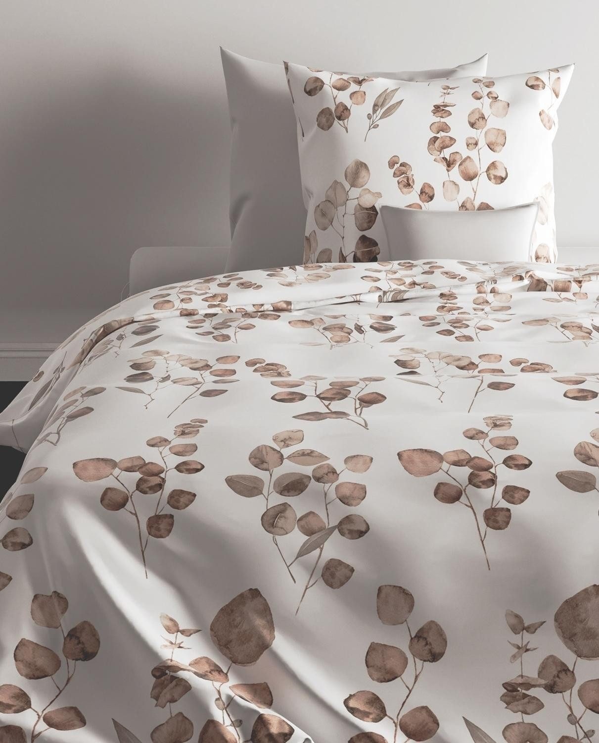 Heckett and Lane Bettwäsche NOVI, 135 x 200 cm, Beige, Weiß, 2-teilig, Baum günstig online kaufen