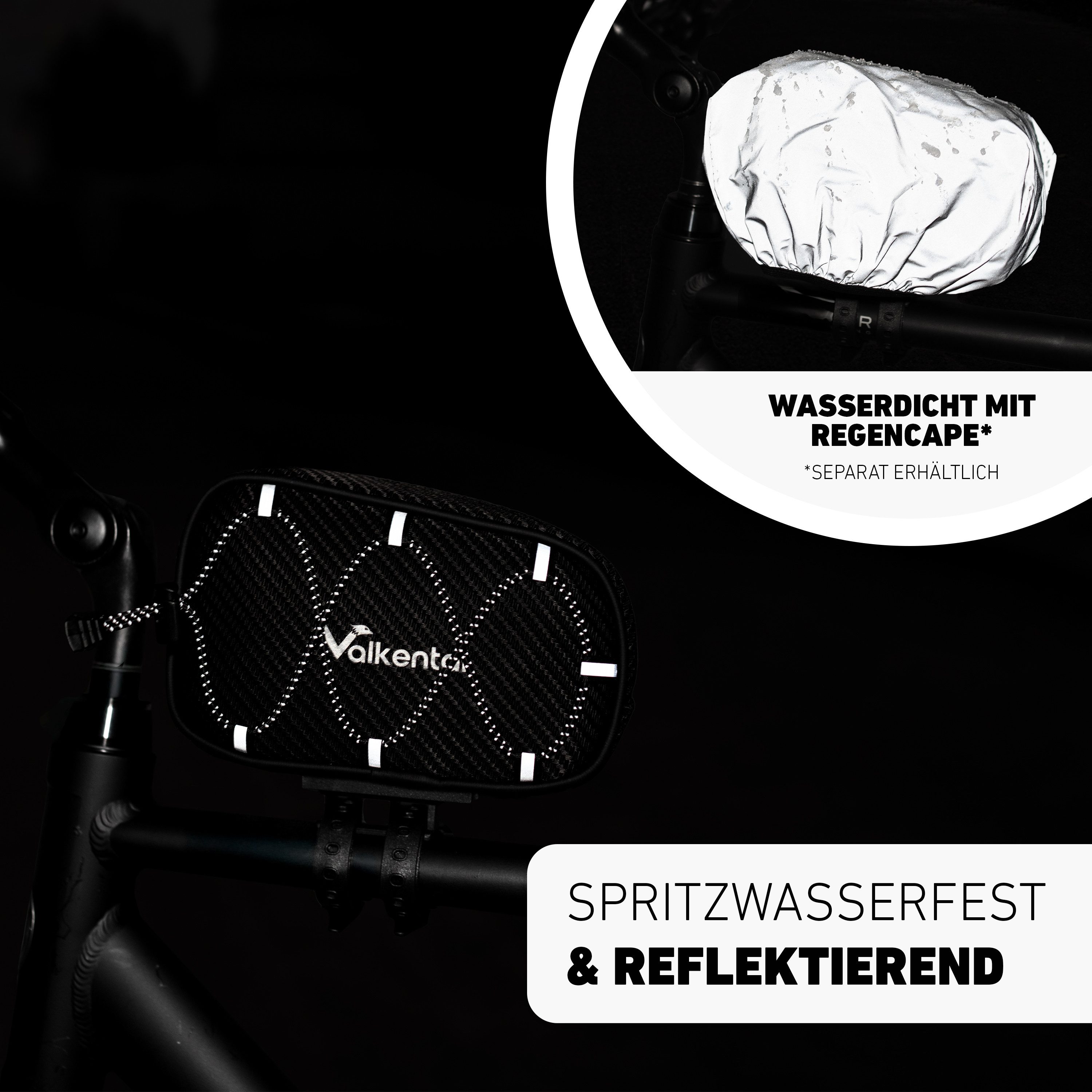 Valkental Rahmentasche Fahrradtasche für Oberrohr, mit Schnellspanner, wasserfest 1,8 L