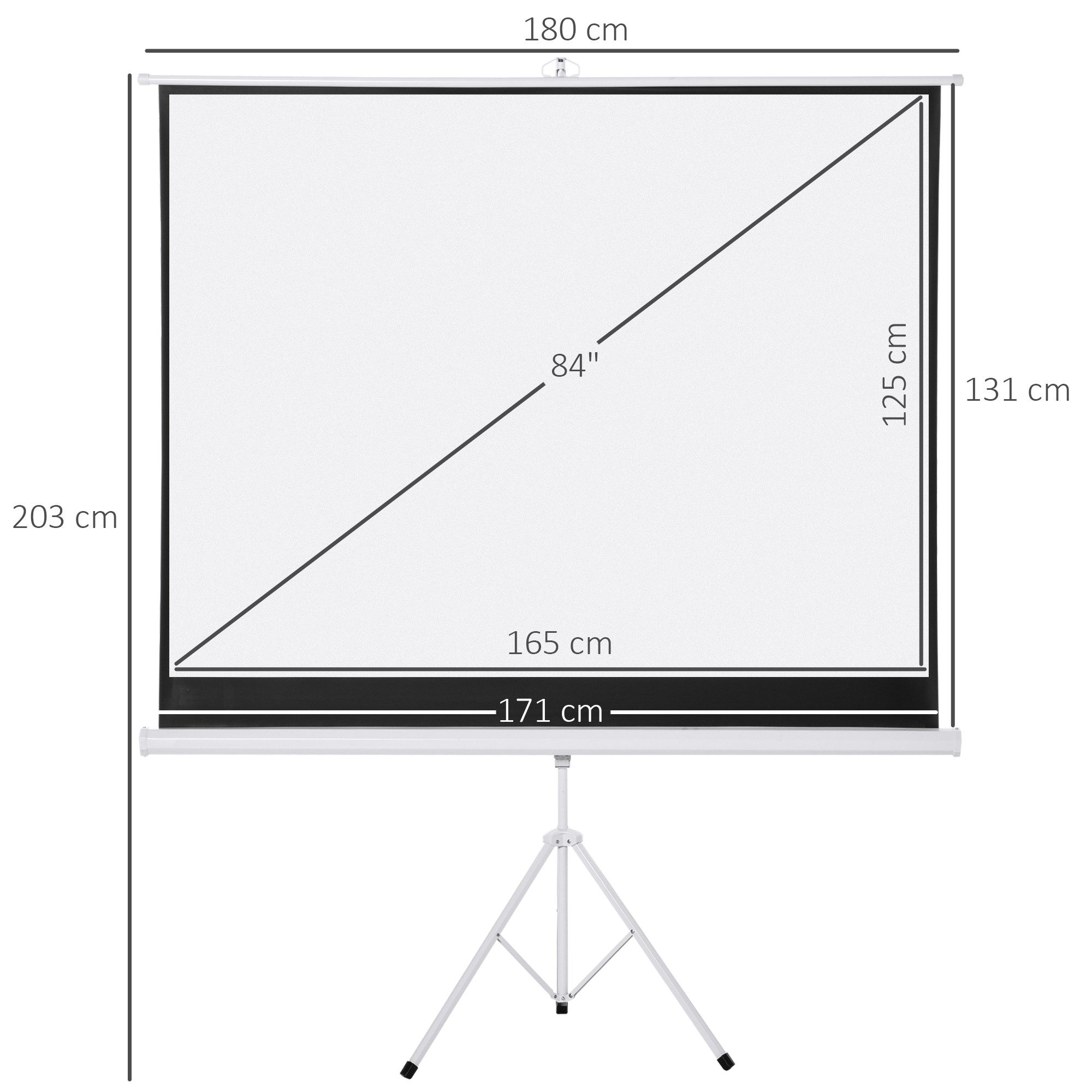 HOMCOM Leinwand mit Stativ, faltbar, 171 x 131 cm, höhenverstellbar, Tragbar, faltbar, 84 Zoll, 4:3 Format