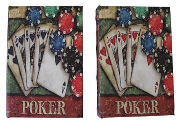 Aubaho Spielesammlung, 2 Poker Karten Pokerkarten Kartenspiel Box Hülle Buchattrappe Antik-St