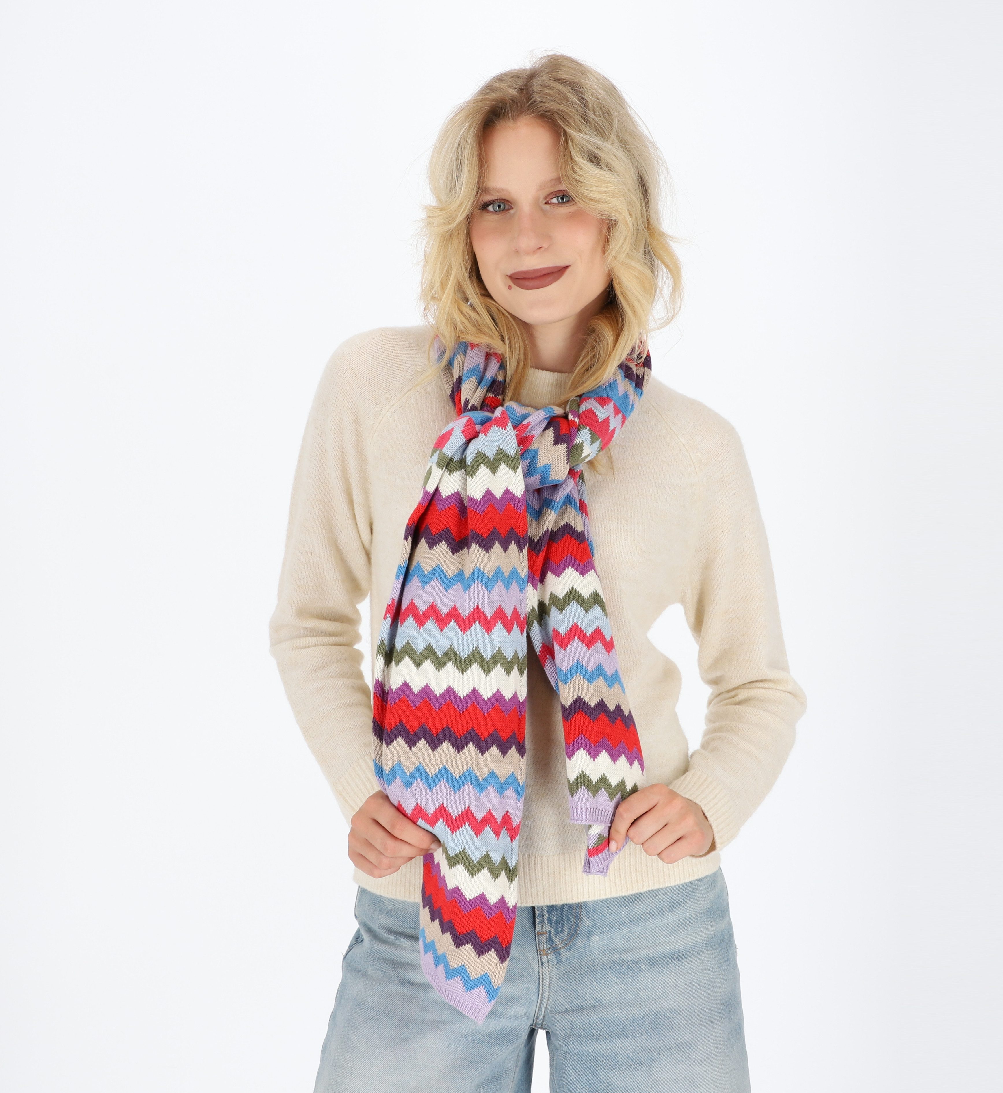 halsüberkopf Accessoires Strickschal Ethno, mit Zickzackmuster multicolor günstig online kaufen