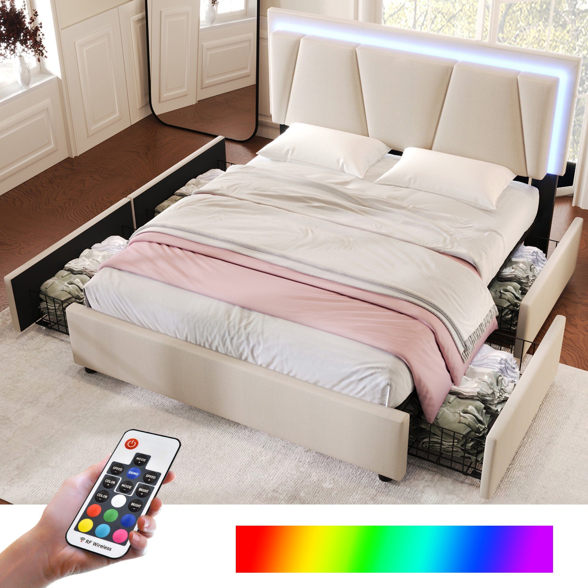 BlingBin Polsterbett Einzelbett Stauraumbett (1-tlg., mit günstig online kaufen