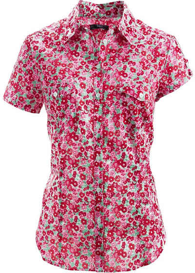 YESET Kurzarmhemd Damen Bluse Hemd kurzarm Shirt Blumen-Muster Gr. 36 936003