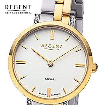 Regent Quarzuhr Regent Damen Armbanduhr Analoganzeige, Damen Armbanduhr rund, klein (ca. 28mm), Metallbandarmband