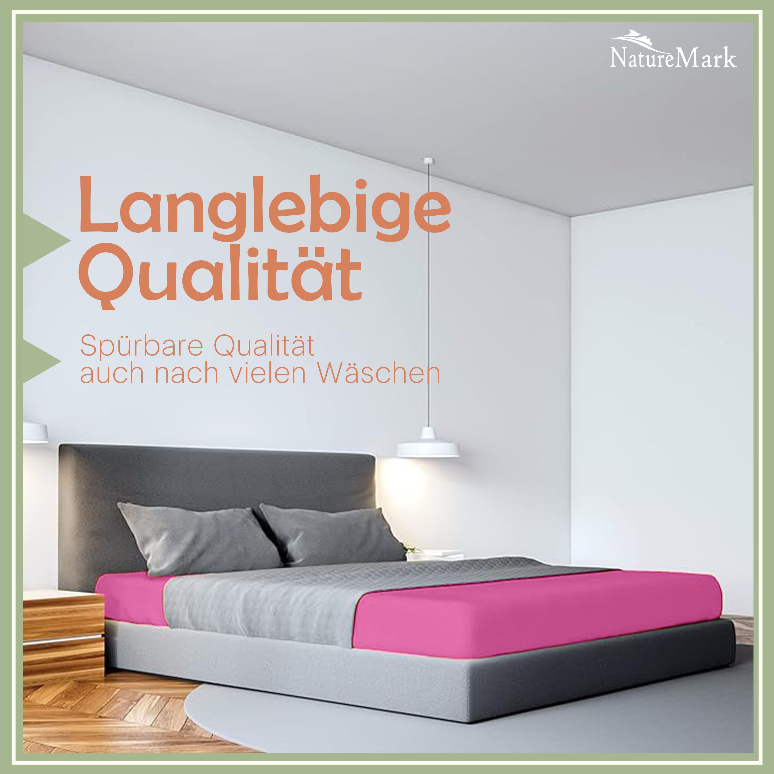 NatureMark Spannbettlaken Gebürstete Mikrofaser, Polyester, Gummizug: rundum, viele Größen und Farben Markenware (90x200 cm, Pink) – Bild 2 von 5