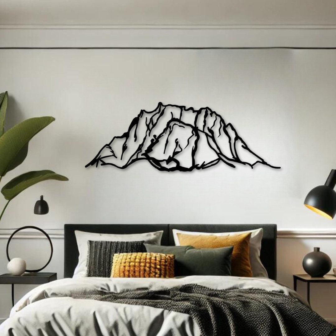 WoodFriends Wandbild aus Holz Zugspitze Berg Holzschild zum Aufkleben Berglandschaft Deko, Wandkunst Geburtstagsgeschenk Bergsteiger Wander Bergsport Klettern