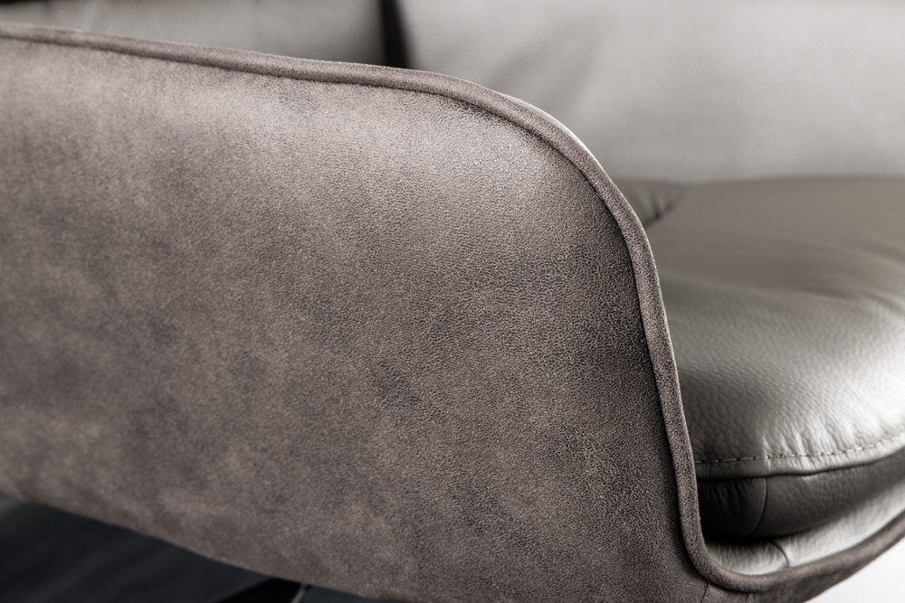 riess-ambiente Barhocker BIG GEORGE taupe - Echtleder, 360° drehbar, Metall-Fuß, mit Armlehne (Einzelartikel, 1 St), höhenverstellbar, mit Autoreturn & Fußablage – ideal für Deinen Tresen