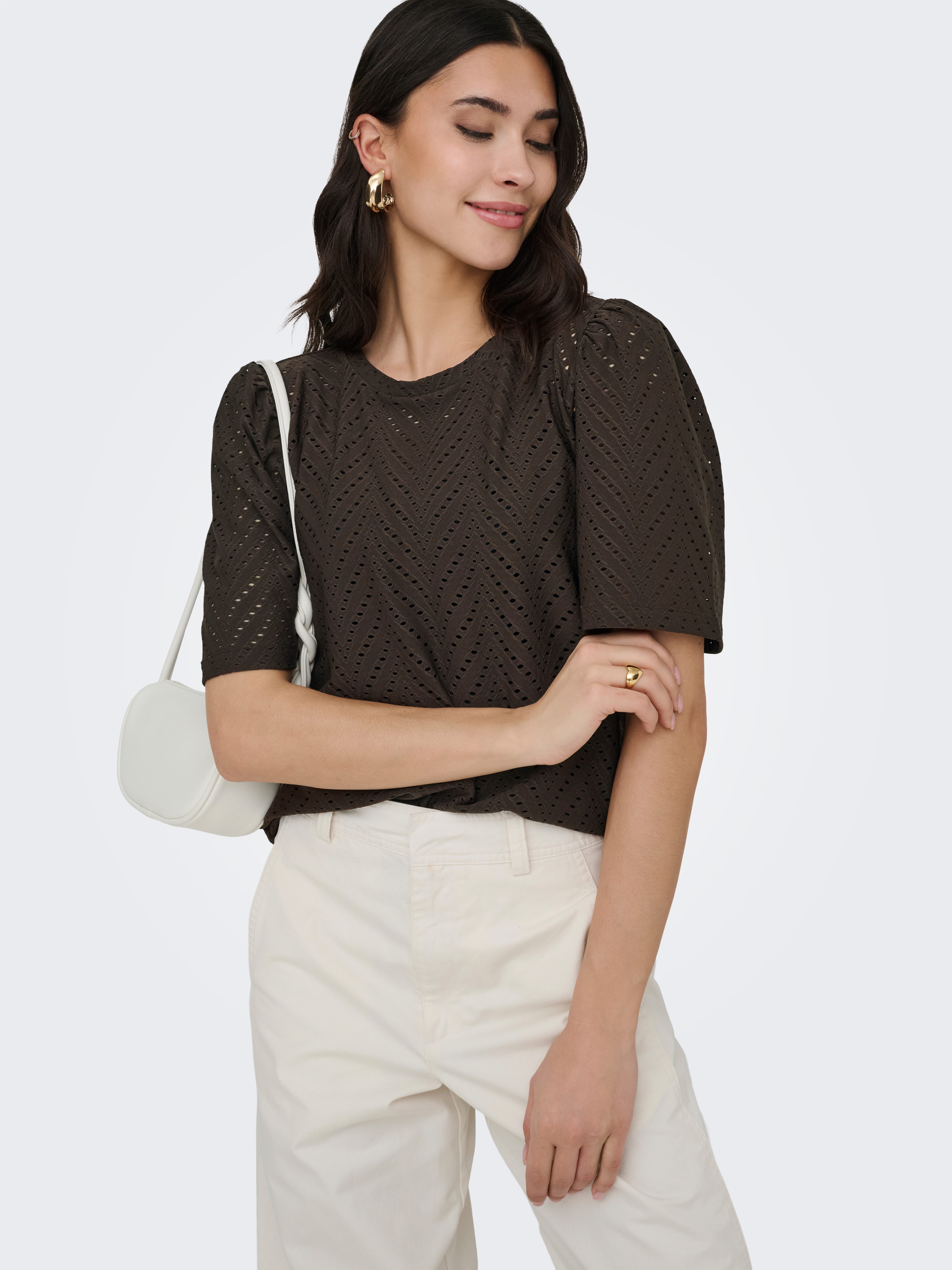 JDY Spitzenshirt JDYCARLA CATHINKA S/S TOP JRS NOOS Kunstfaser, regular fit