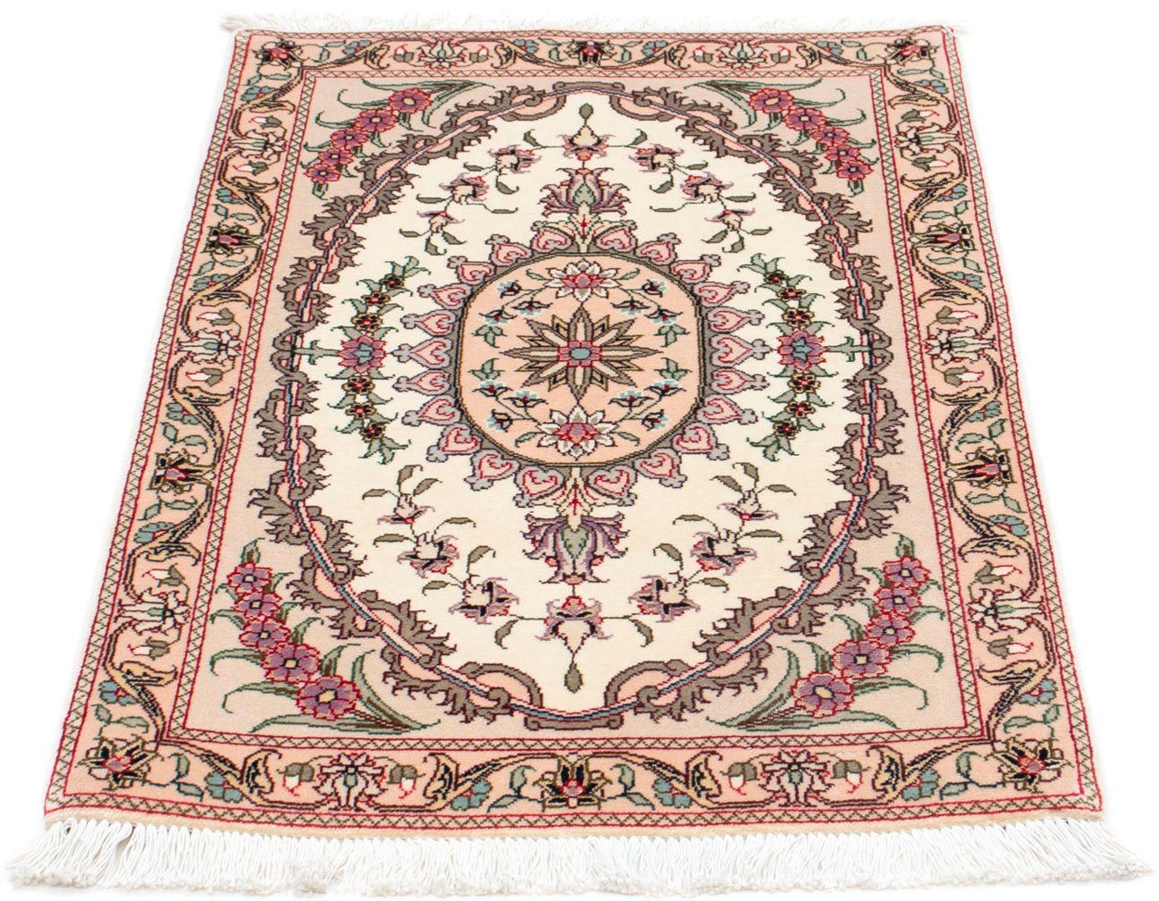 Wollteppich Täbriz - 50 Raj Blumenmuster Rosso scuro 90 x 60 cm, morgenland, rechteckig, Höhe: 8 mm, Handgeknüpft