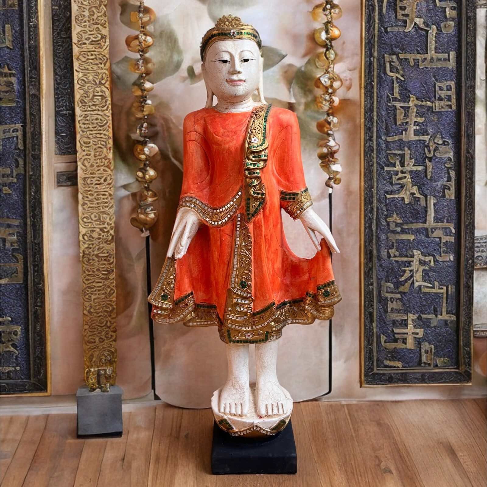 Holz Buddhafigur Thailand groß LifeStyle Statue 80cm Buddha Asien
