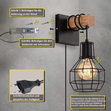GelldG Nachtlicht Wandleuchte Innen Dimmbar Vintage Wandlampe, Industrial Retro Lamp