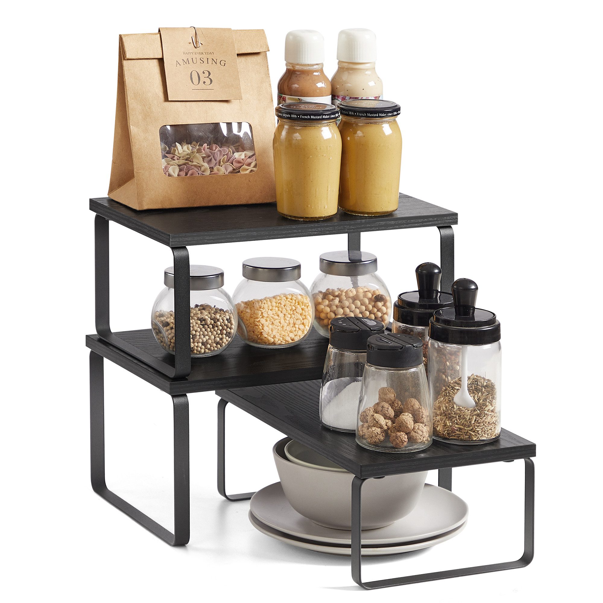 SONGMICS Gewürzregal, 3-tlg., Küchenregal, erweiterbar, Gewürzhalter günstig online kaufen