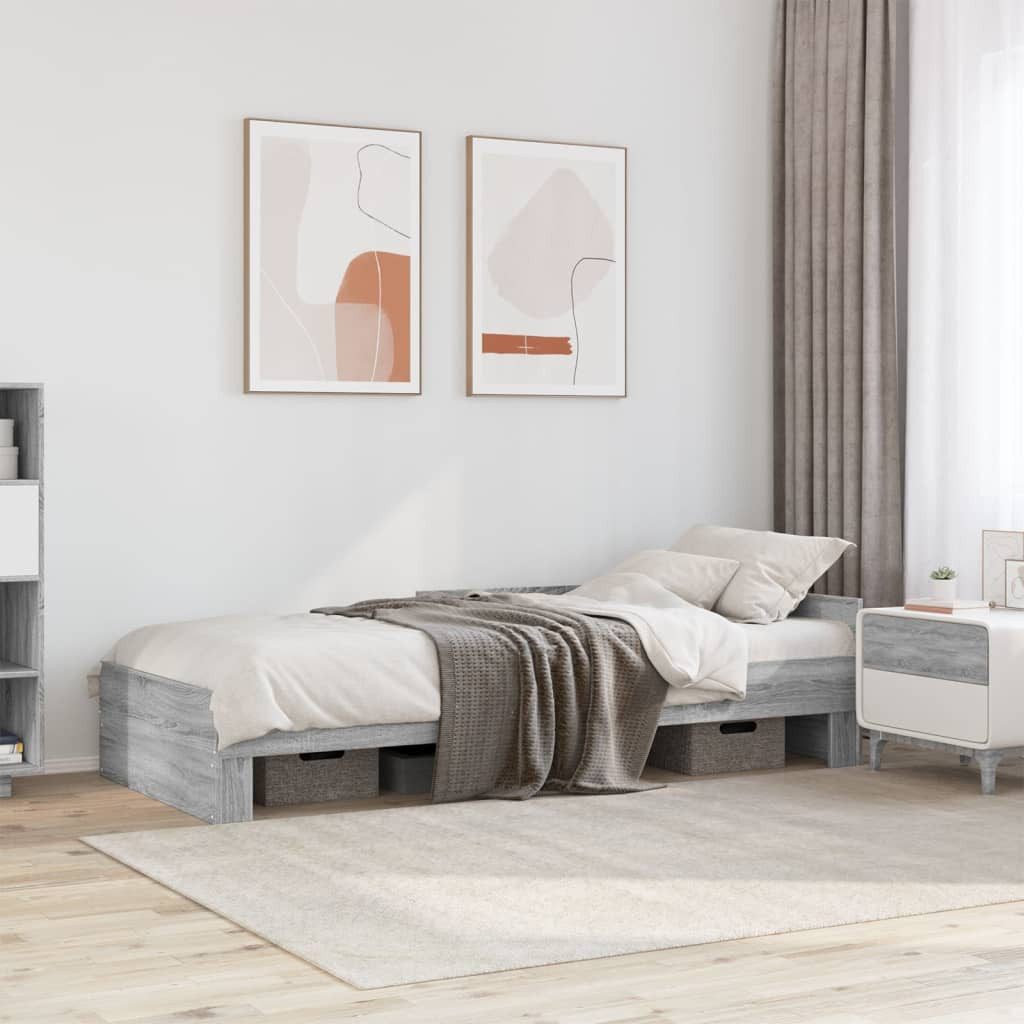 vidaXL Bett Bettgestell Grau Sonoma 100x200 günstig online kaufen