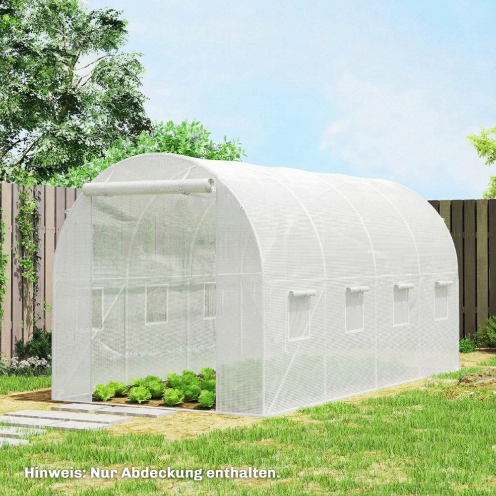 CHICFURN Foliengewächshaus Gewächshausfolie 4 x 2 m mit Tür und 8 Fenstern, BxTxH: 200 x 400 x 200 cm, Packung, Aus Polyethylen mit UV-Schutz für den Gartenbereich, Weiße Ersatzfolie – nur Folie, ohne Rahmen