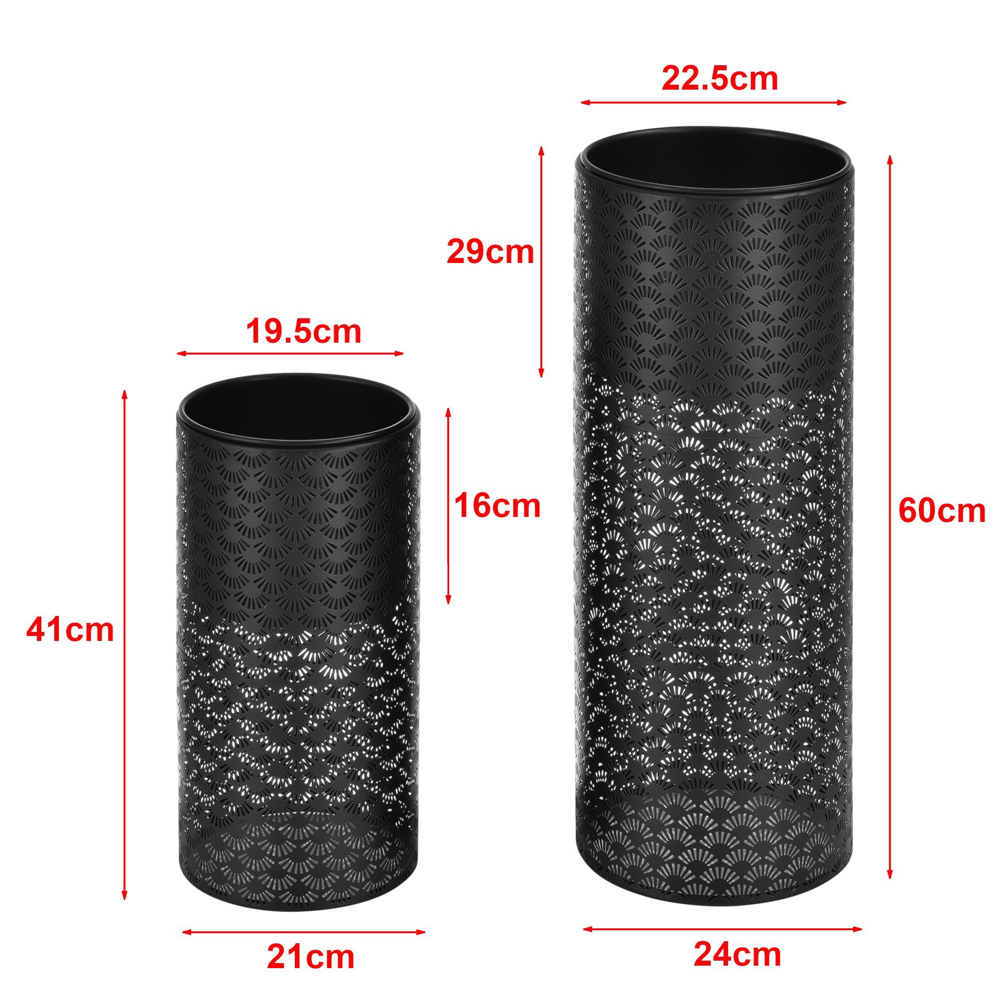 en.casa flower stands (2 pcs), Virton flower pots, set of 2, black