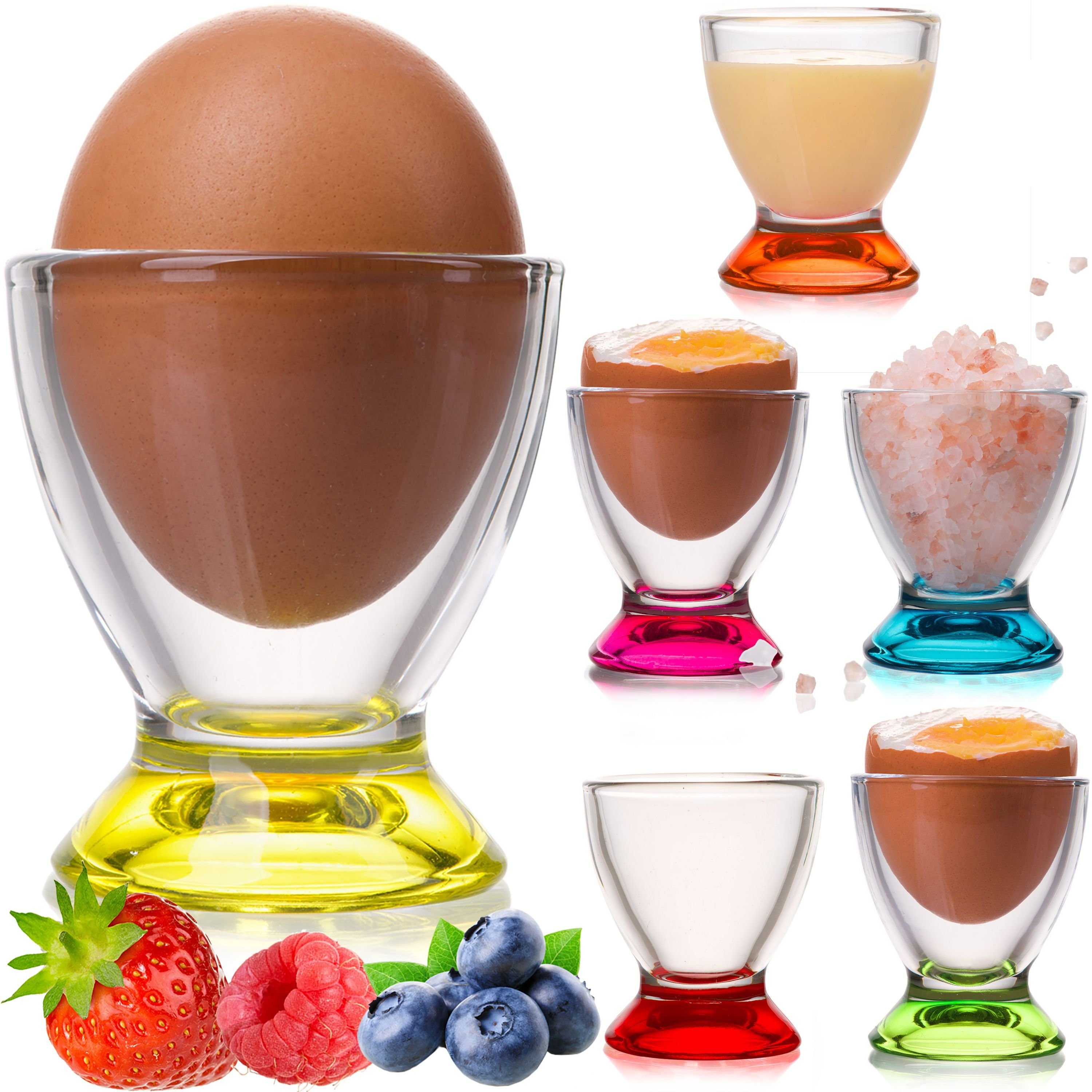 Eierhalter Stück), PLATINUX Bunte 6-Teilig Eierbecher, Eierbecher Frühstück Egg-Cup Set Brunch Eierständer (6