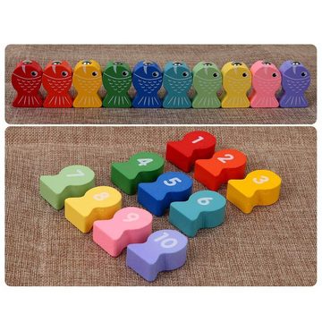 LBLA Lernspielzeug Montessori Spielzeug aus Holz (Holzspielzeug Puzzlespiel Set, Angelspiel Stapelnspiel zum Zählen Sortieren mit Farben Formen), Mathematik Lernspielzeug für Kinder ab 3 4 5 Jahre