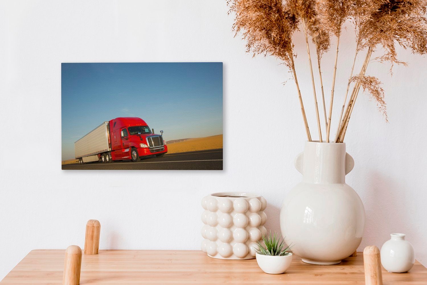 St), Rot Wanddeko, OneMillionCanvasses® Leinwandbilder, Leinwandbild Lastkraftwagen, 30x20 gefärbter cm Wandbild (1 Aufhängefertig,