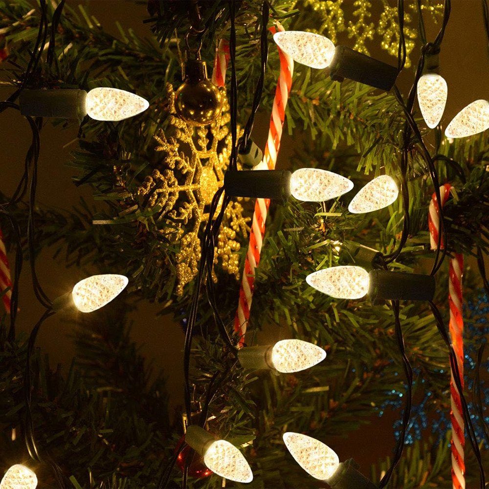 Modi, 5M, Glühbirne; Rosnek C6 8 Batterie, Timer, LED für Deko Auto Wohnzimmer Wasserdicht, LED-Lichterkette Mini Weihnachtsbaum, Warmweiß Garten
