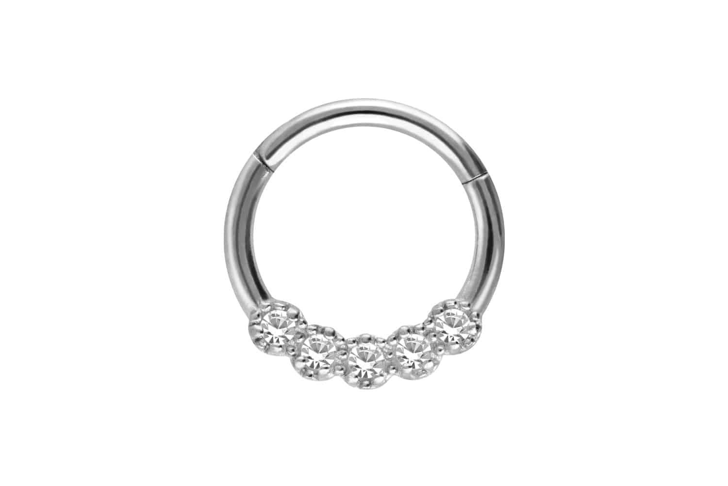 Nasenpiercing Chirurgenstahl Segmentring Clicker 5 KRISTALLE Ohrpiercing Septum Nase