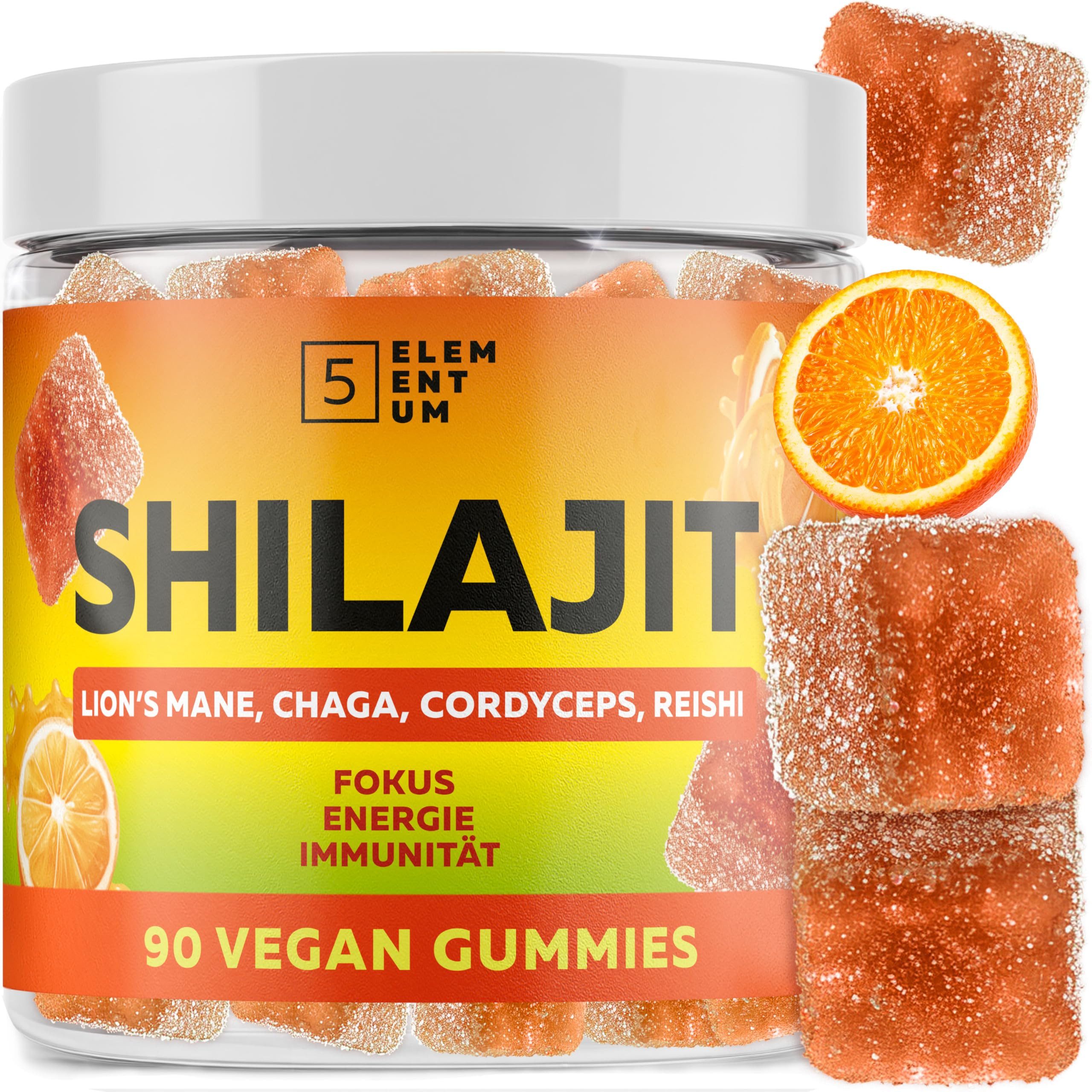 5 Elementum Original Shilajit Gummis - Hochdosiert 2200mg 90 Stück - Verstärkter Gummis, 340 g