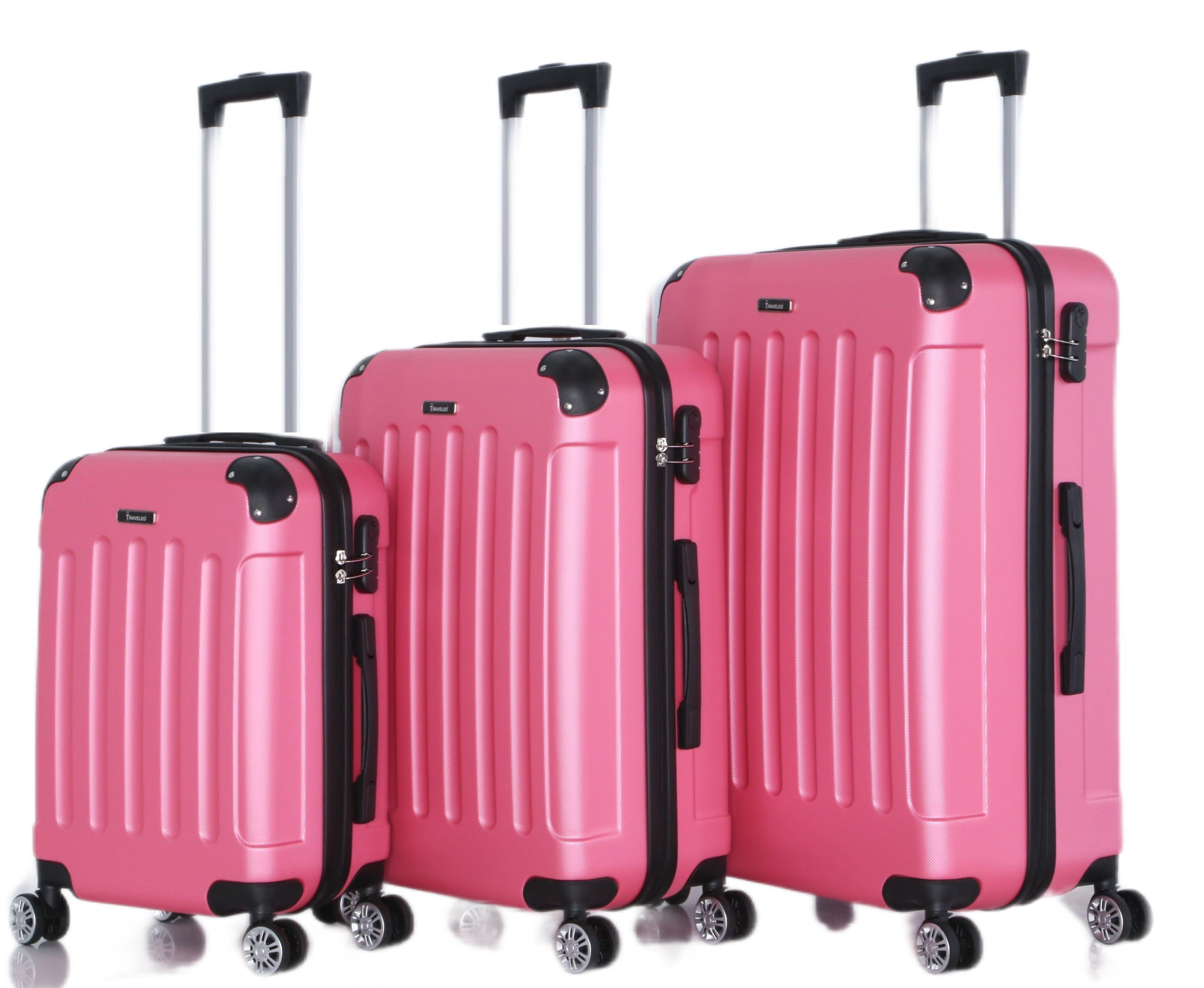 Kofferset Hartschalenkoffer Trolley Reisekoffer Koffer Set Rungassi pink ABS01