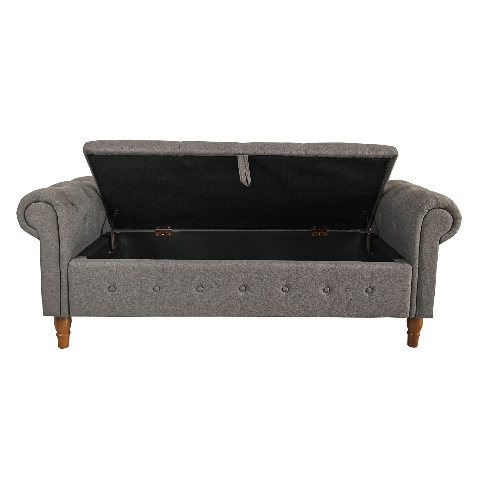 HTI-Living Truhenbank Gepolsterte Sitzbank mit Truhe Lora Leinen Grau (Stück, 1-St., 1 Sitzbank), Garderobenbank Récamière