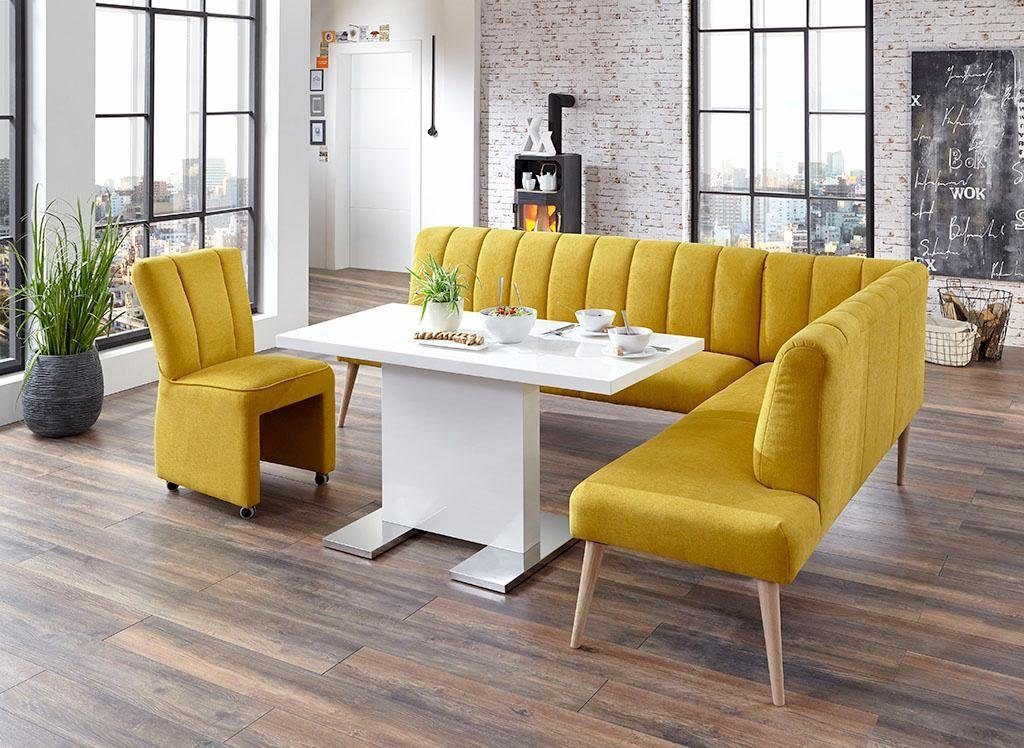 exxpo - sofa fashion Eckbank Costa, moderne Rückensteppung, bequem und elegant, hoher Holzfuß, Frei im Raum stellbar