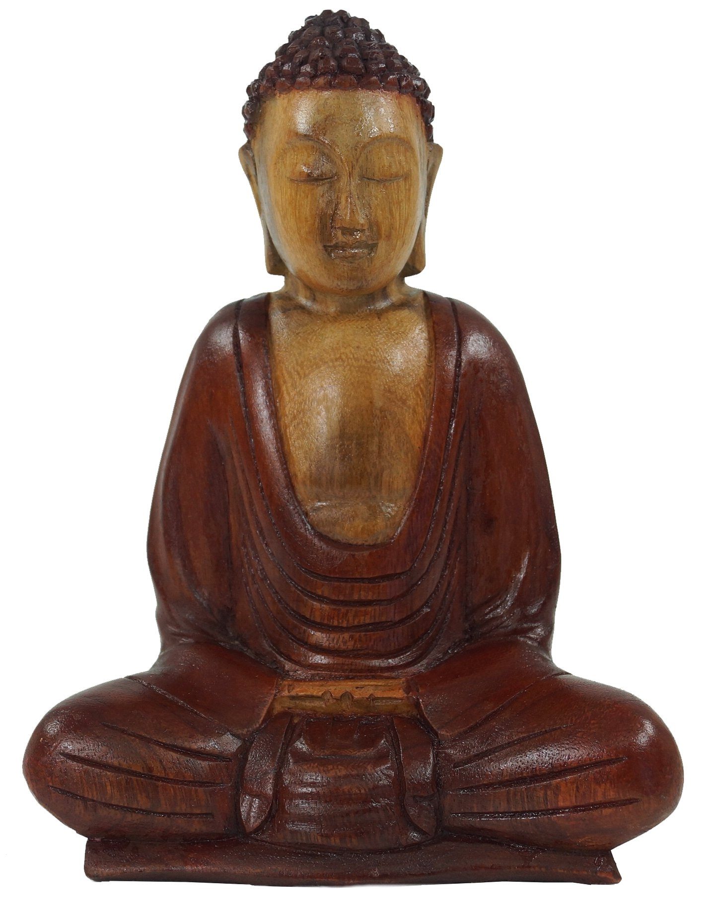 Guru-Shop Buddhafigur Holzbuddha, Buddha Statue, Handarbeit 20 cm..
