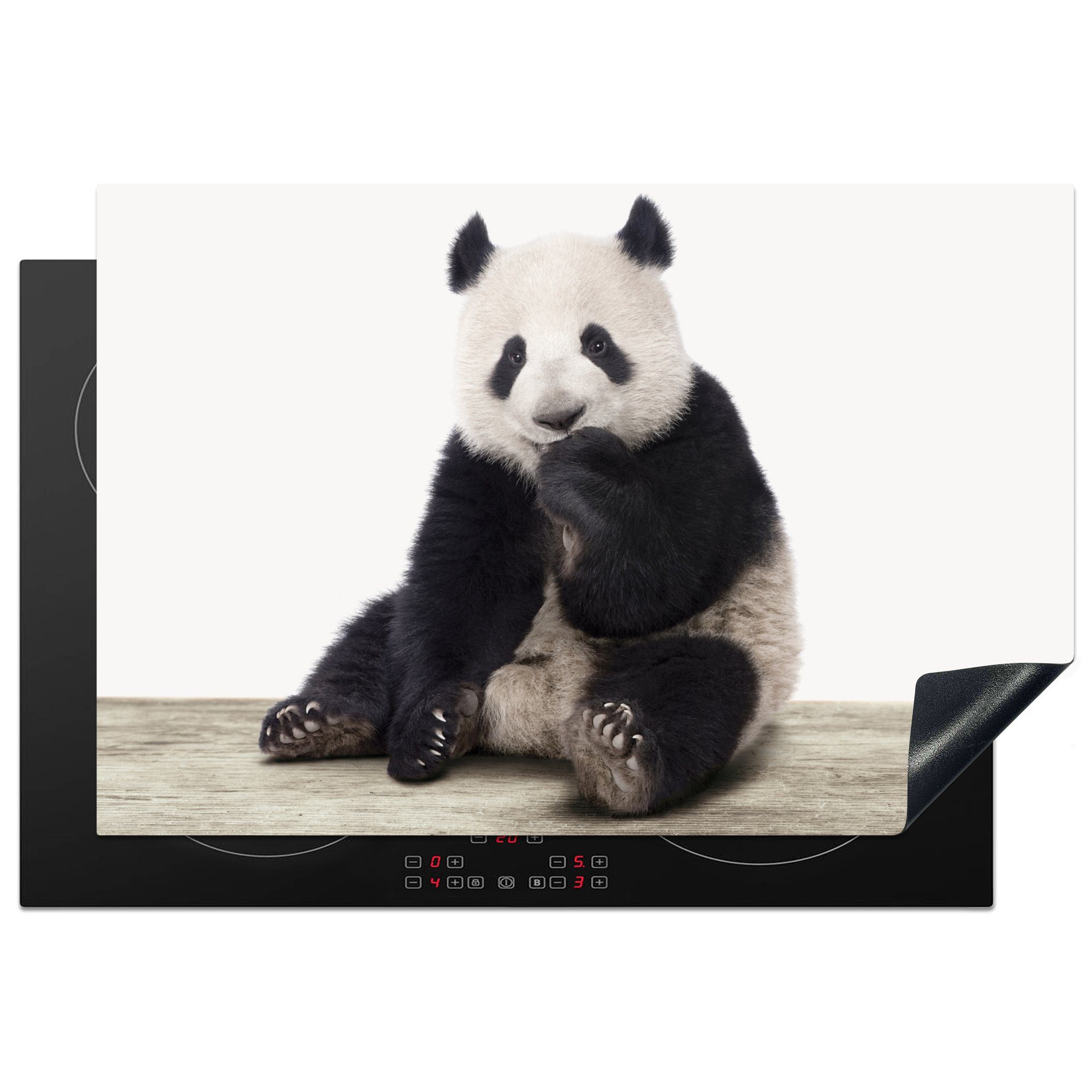 MuchoWow Herdblende-/Abdeckplatte Panda - Tiere - Jungen - Mädchen - Pandabär, Vinyl, (1 tlg), 77x51 cm, Ceranfeldabdeckung, Arbeitsplatte für küche