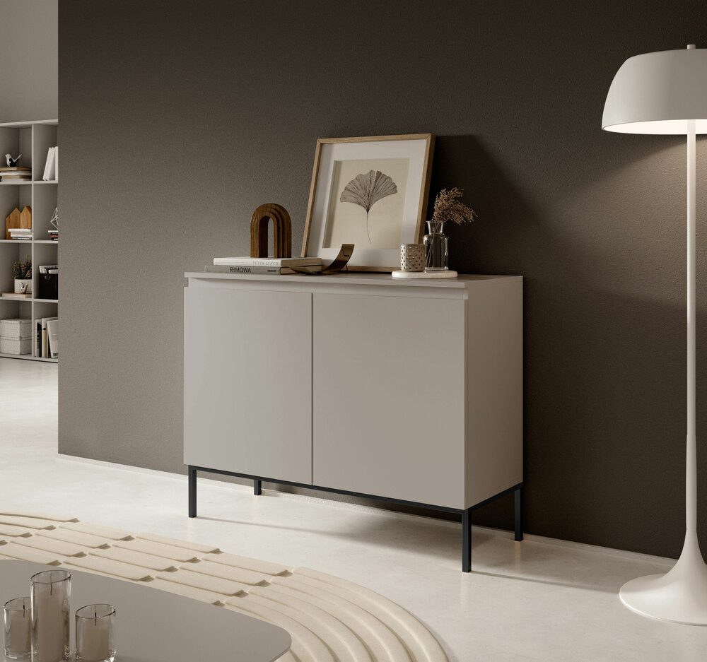 Selsey Sideboard BEMMI, 2-türig mit 4 Fächern, Metallgestell in Schwarz günstig online kaufen