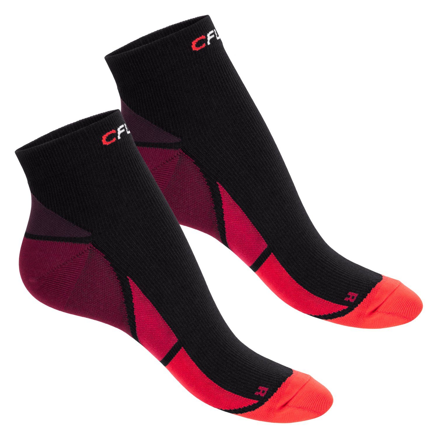 CFLEX Kompressionsstrümpfe Sport Socken für Rot / mit Herren Paar) Damen Kompression 2x Schwarz (2/4 &