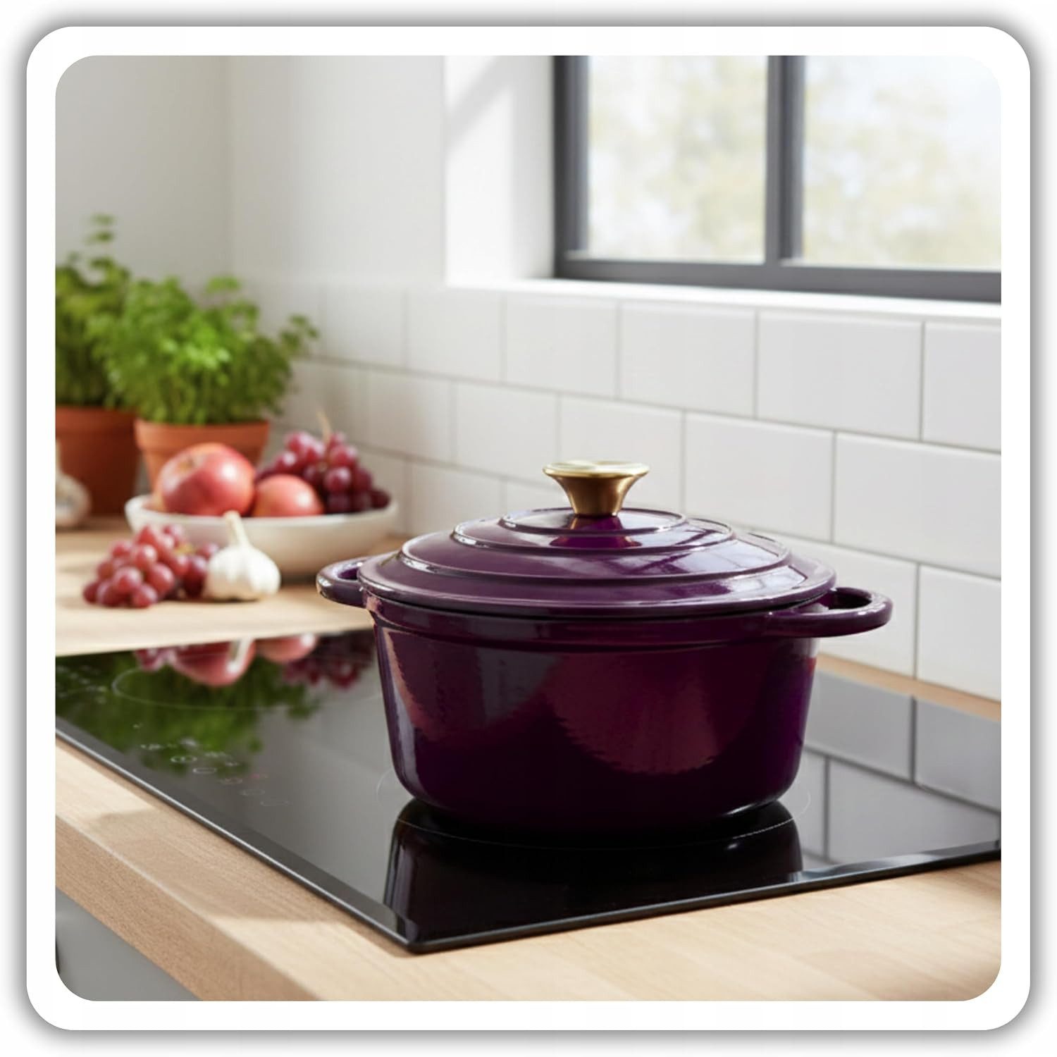 Torvon Bräter Gusseisen Bräter mit Deckel 4 L 24 cm Emailliert Induktionsgeeignet – Bild 4 von 5