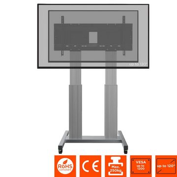 Celexon Expert Display-Rollwagen Adjust-70120MS - 50cm Hub TV-Wandhalterung, (bis 120 Zoll, elektrisch höhenverstellbar, max VESA 1200 x 600, schwarz/silber)