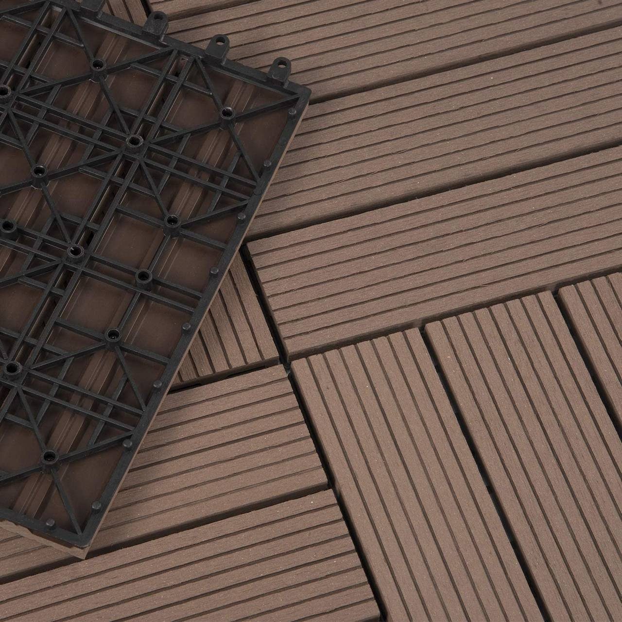 EUGAD WPC Terrassenplatte, 300x300, 1m², 11 wetterfest Braun, Stücke für