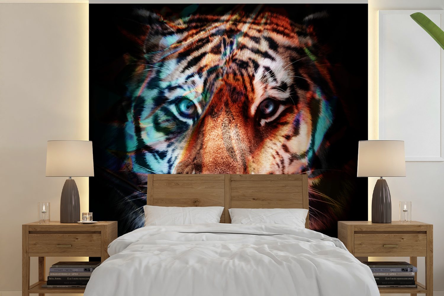 - Tiger Farben St), (5 Tier, Matt, - Fototapete Wandtapete oder für bedruckt, Tapete Wohnzimmer Schlafzimmer, MuchoWow Vinyl
