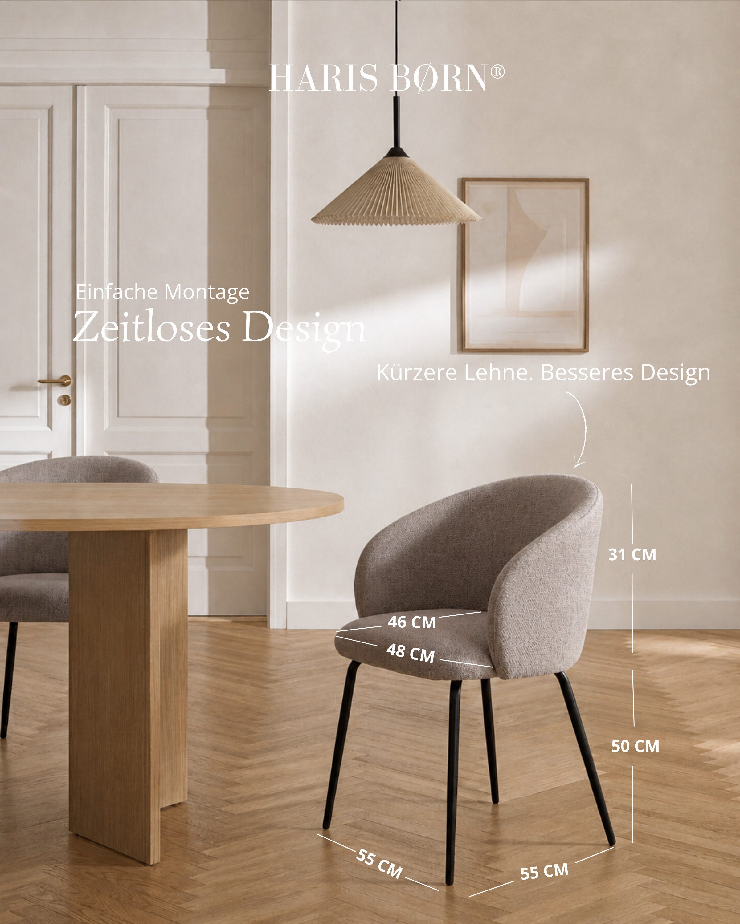 Haris Børn Esszimmerstuhl mit Armlehnen - Hochwertige Polsterstühle für Esszimmer (Set, 2 St), Premium Esszimmer Stühle & Wohnzimmer Stühle