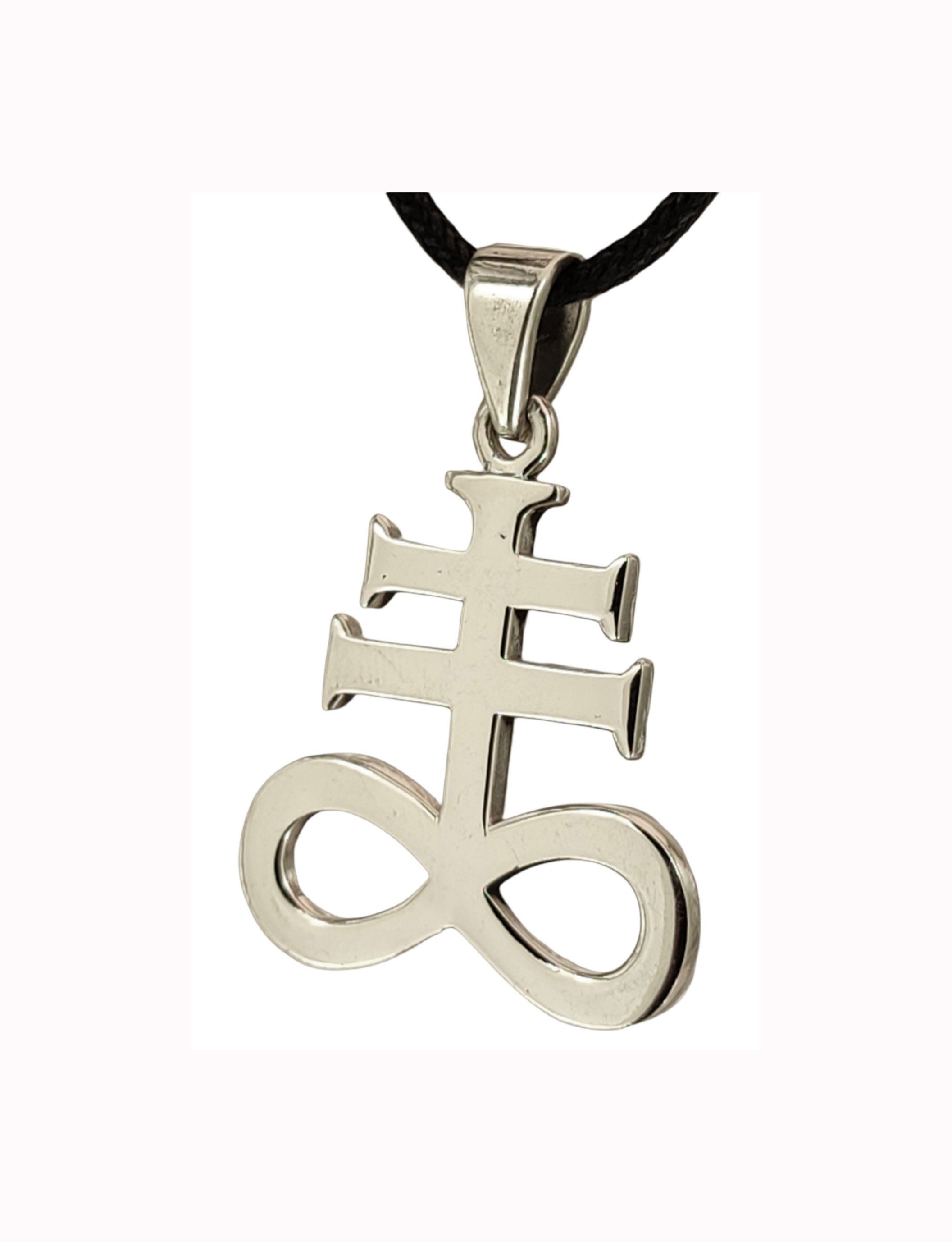 Sterling Satanskreuz Kettenanhänger of Silber Kiss Symbol Leather Kreuz 925 Leviathan Schwefel