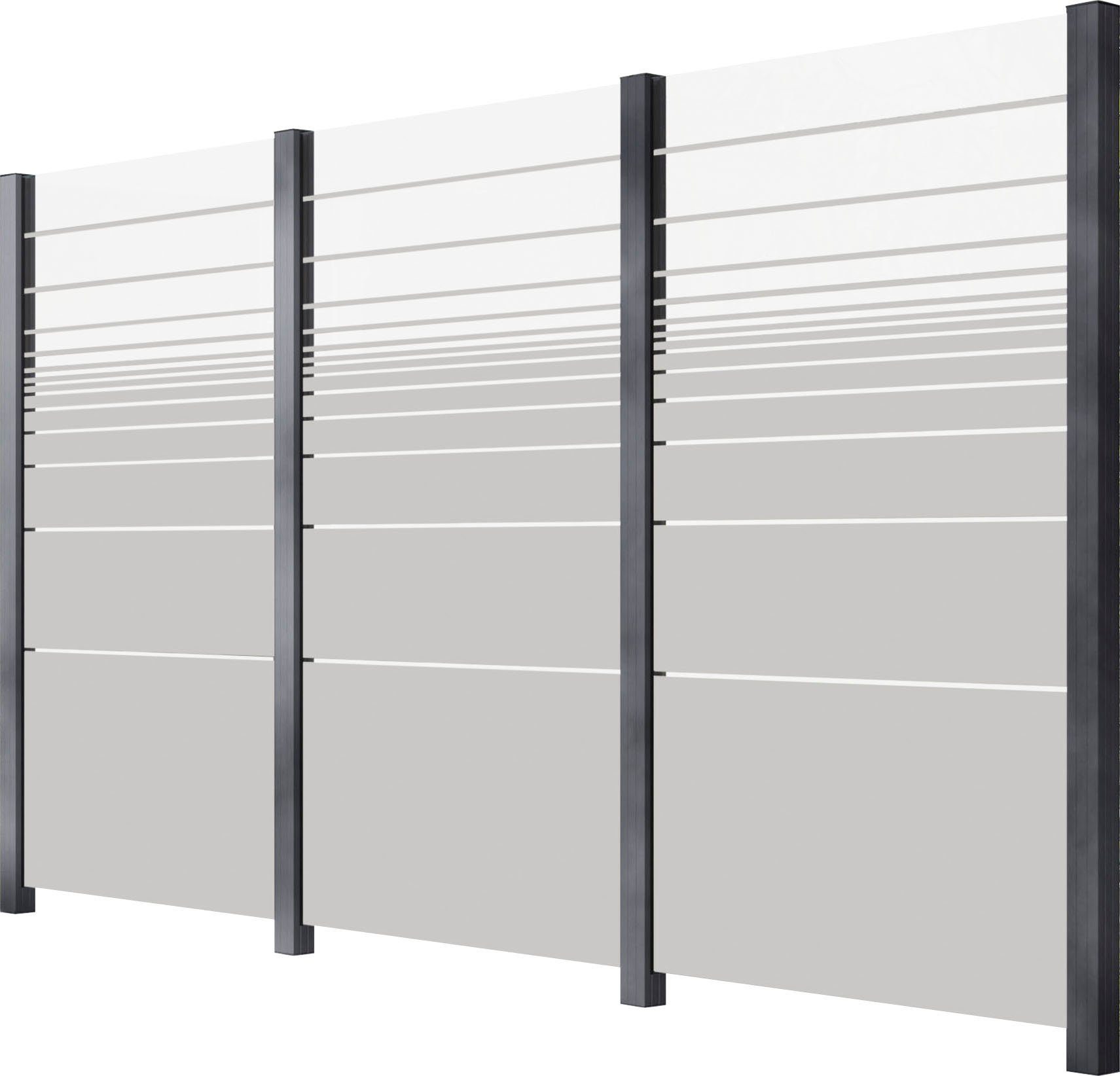 STAKET PRO Zaun, (Set), Glaszaun, Gesamtlänge: 3,284 m, 4 Pfosten