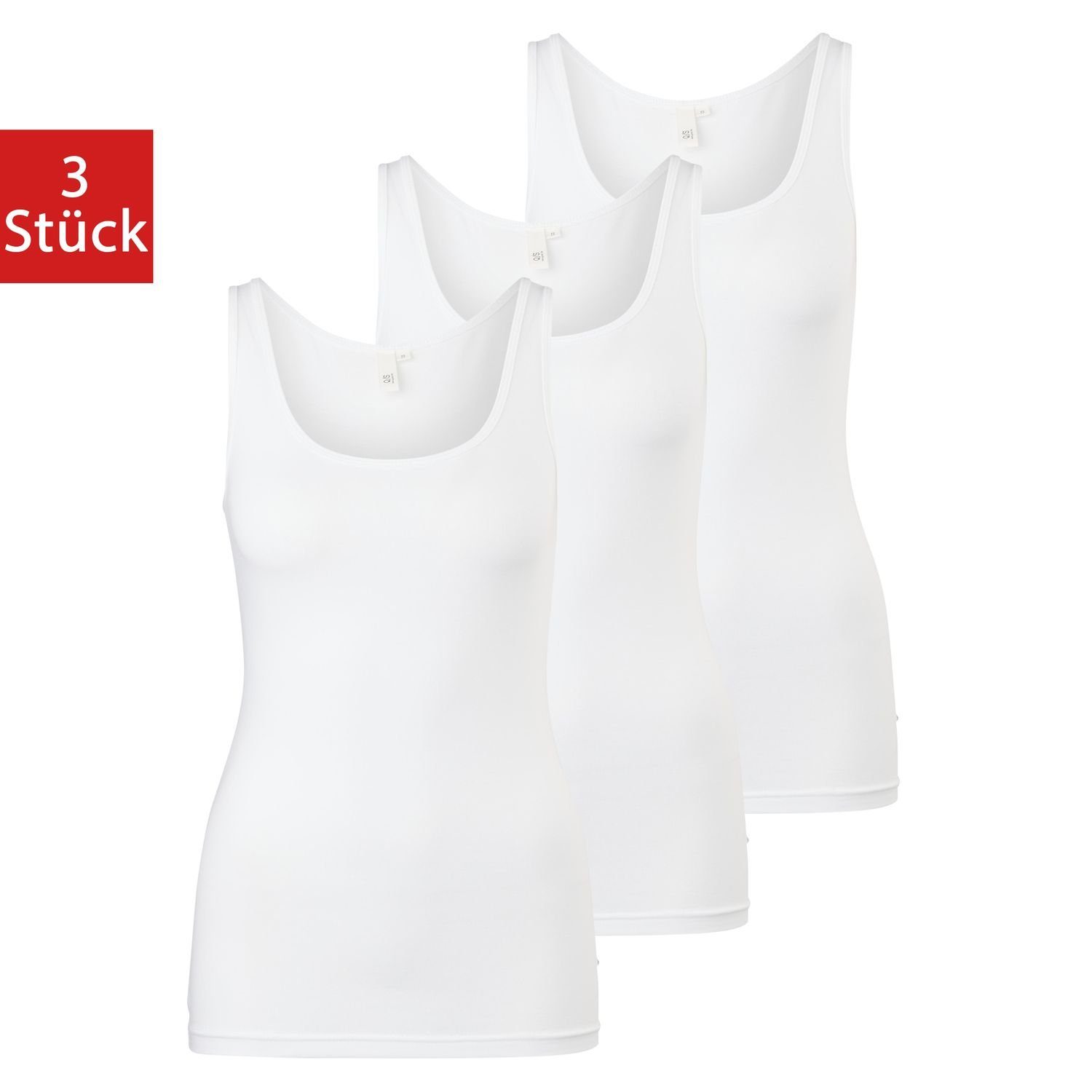 s.Oliver T-Shirt Basic (3-tlg) U-Ausschnitt, breite Baumwoll-Jersey, Weiß im 3er Pack Träger