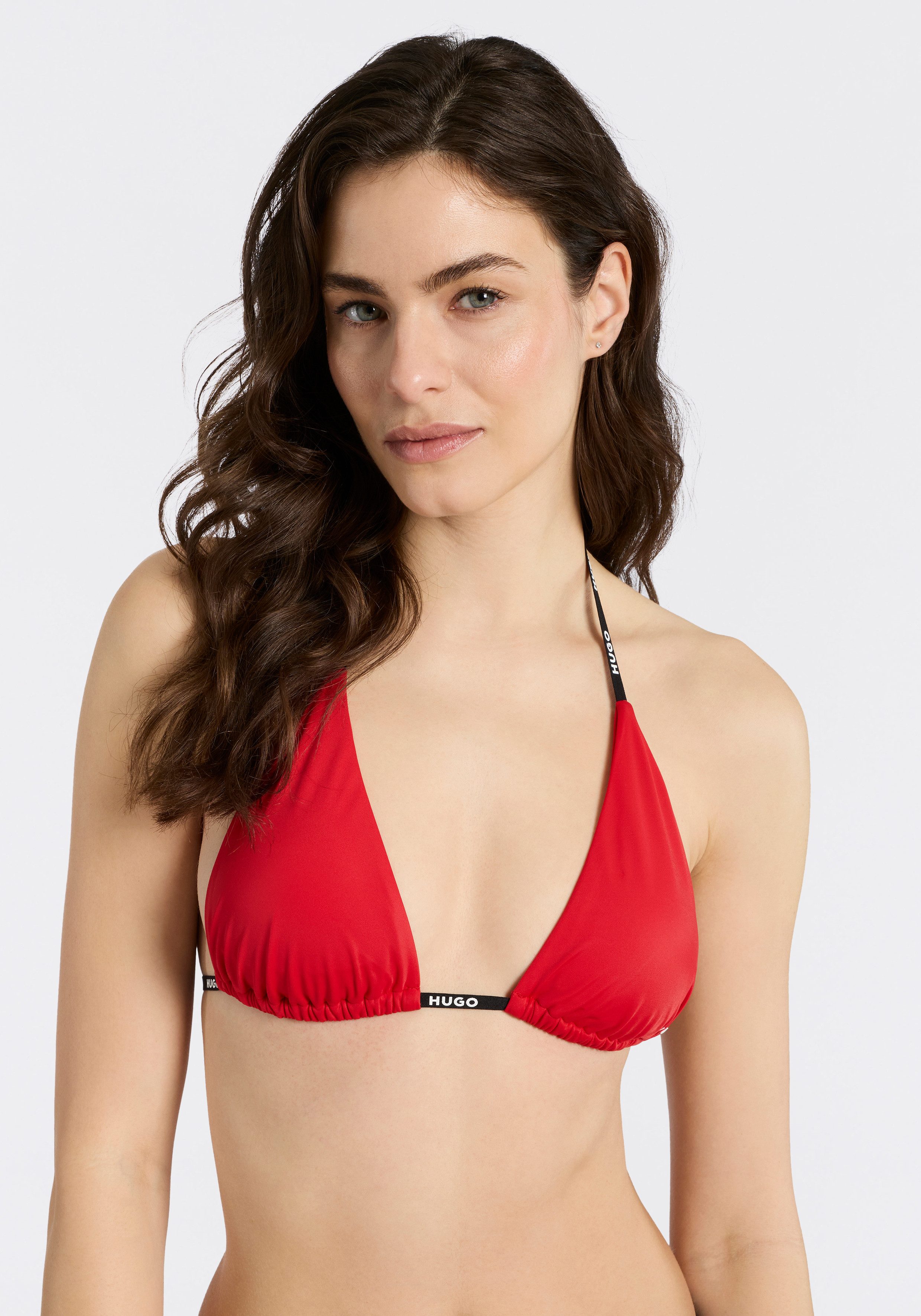HUGO Triangel-Bikini-Top Pure, mit Logobändern, herausnehmbare Polster günstig online kaufen