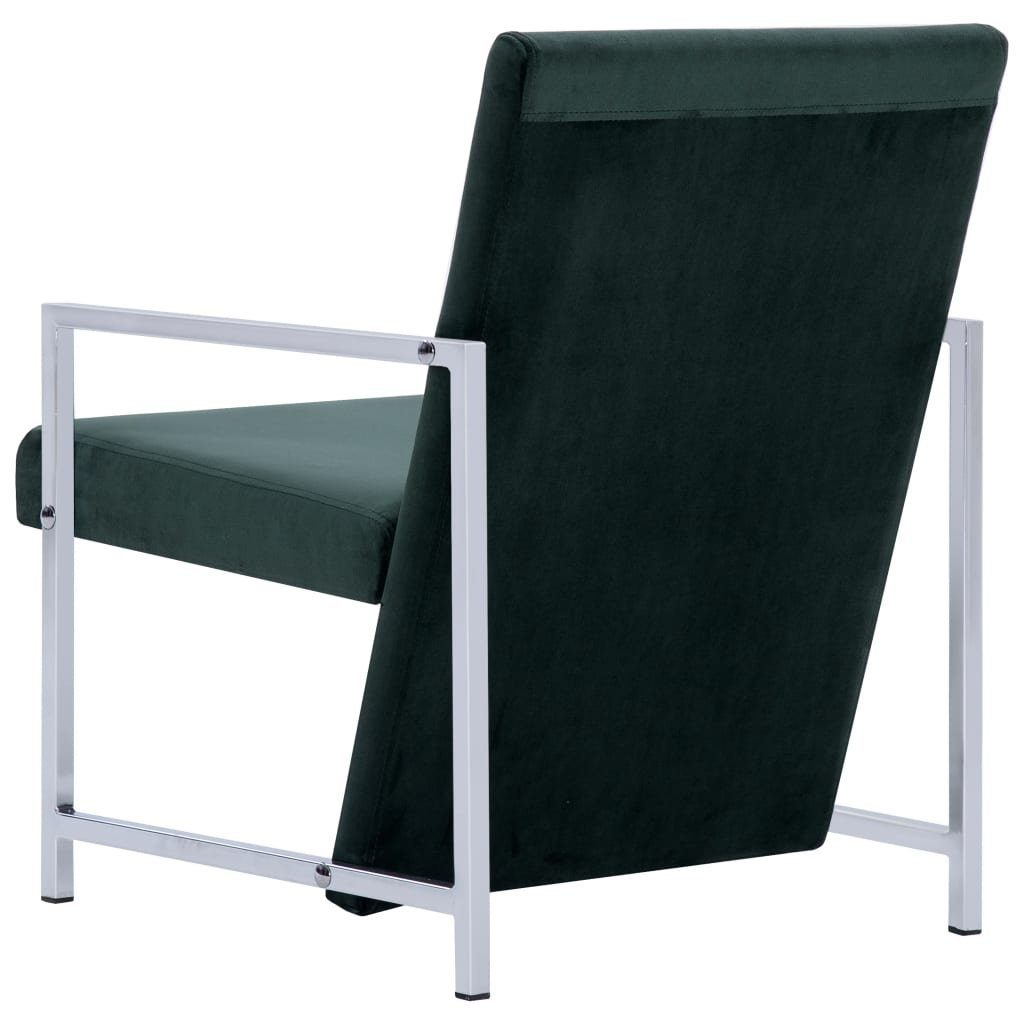 Füßen verchromten Sessel vidaXL Sessel Samt (1-St) Dunkelgrün mit