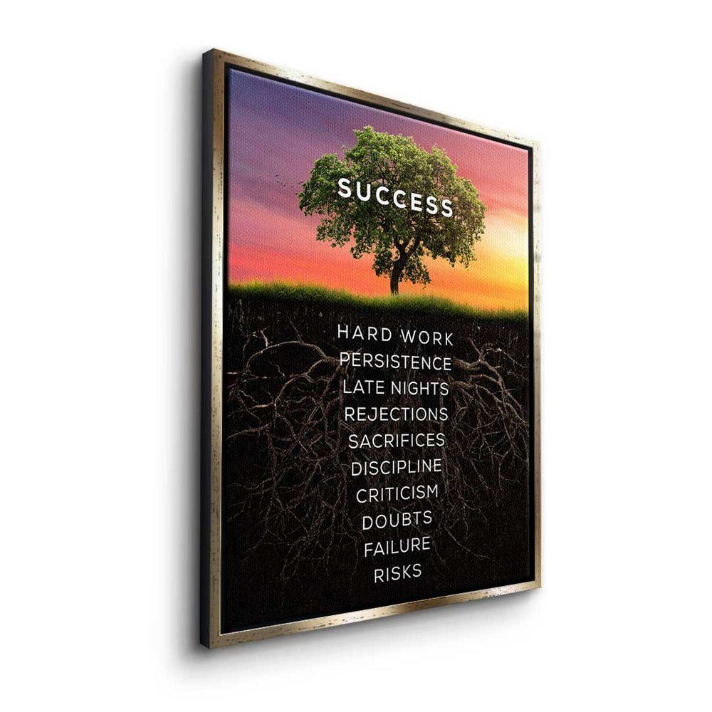 DOTCOMCANVAS® Leinwandbild Baum des Erfolgs, Baum Mindset - - Rahmen Leinwandbild Bür Premium Motivation - Erfolgs ohne des 