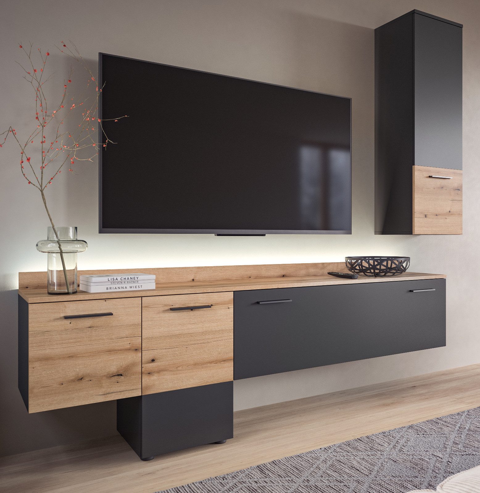 Inn.Furn Wohnwand Elian, (in matt grau günstig online kaufen
