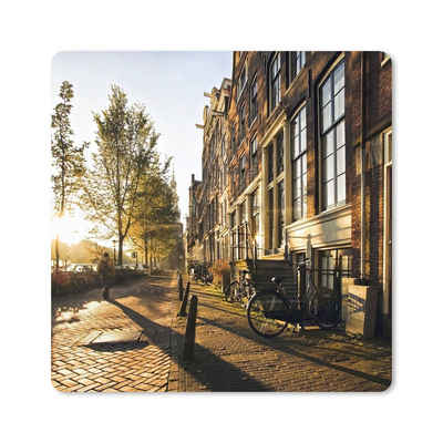 MuchoWow Gaming Mauspad Amsterdam - Fahrrad - Straße (1-St), Gaming, Rutschfester Unterseite, Mausunterlage, 60x60 cm, XXL, Großes