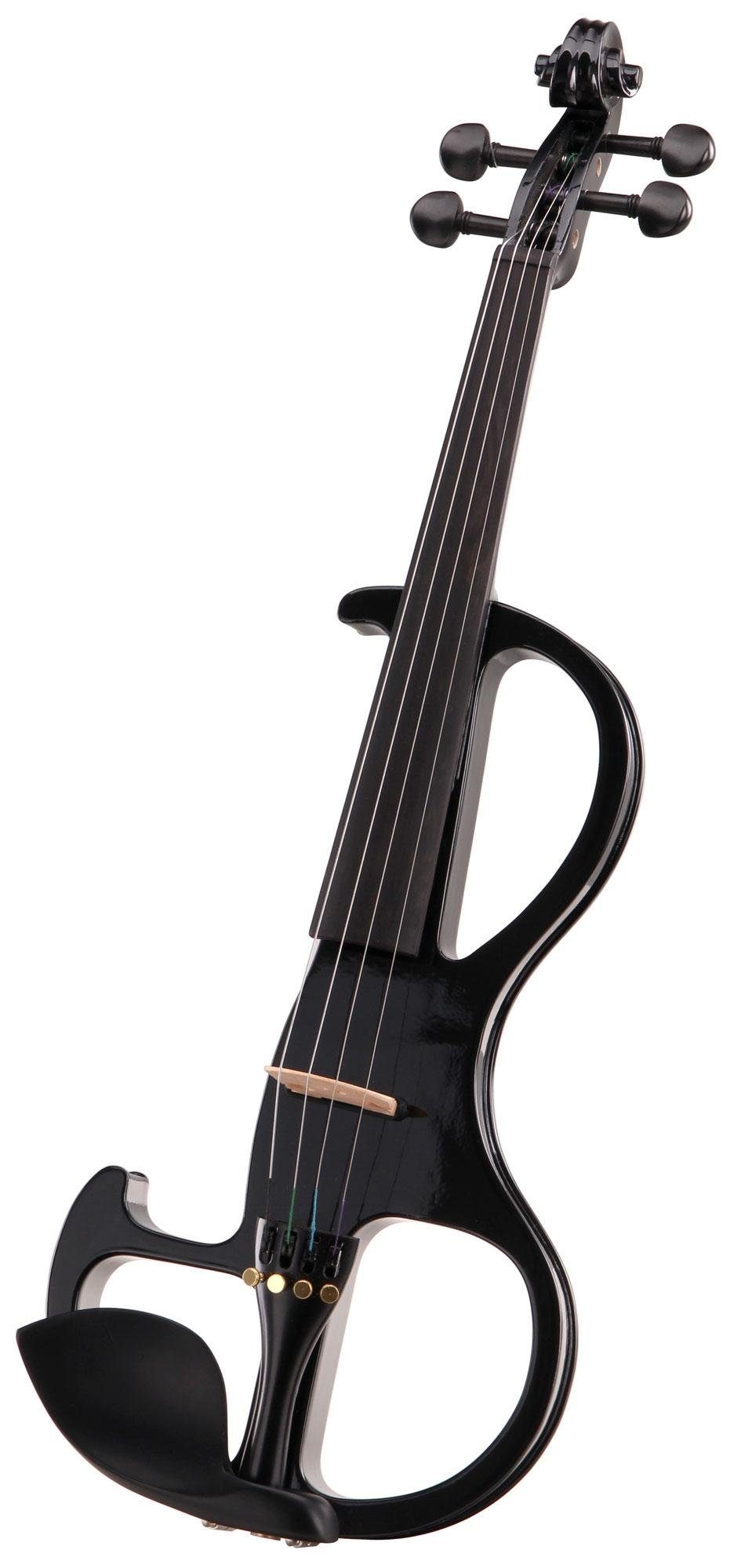 Classic Cantabile E-Violine EV-90BK E-Violine (E-Geige mit Tonabnehmer, Fichte/Ahorn/Ebenholz), Tonabnehmersystem mit 9V-Blockbatterie