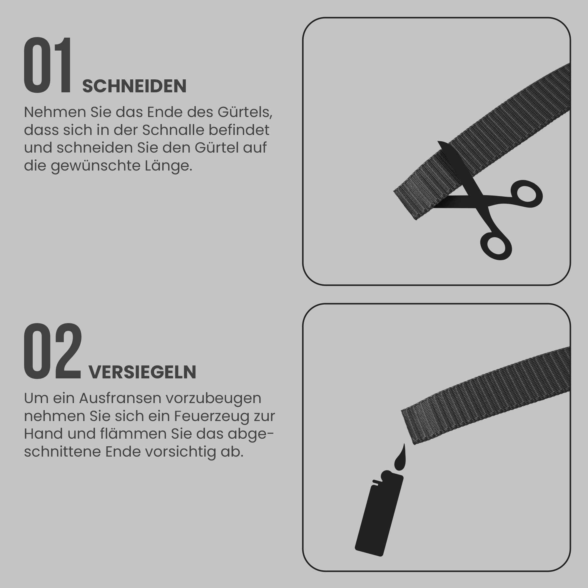 hemmy Fashion Stoffgürtel Canvas Gürtel 130cm (1-St., Stück) Verstellbarer Arbeitsgürtel ohne Löcher, Gürte mit Kunststoffschnalle – Bild 3 von 5