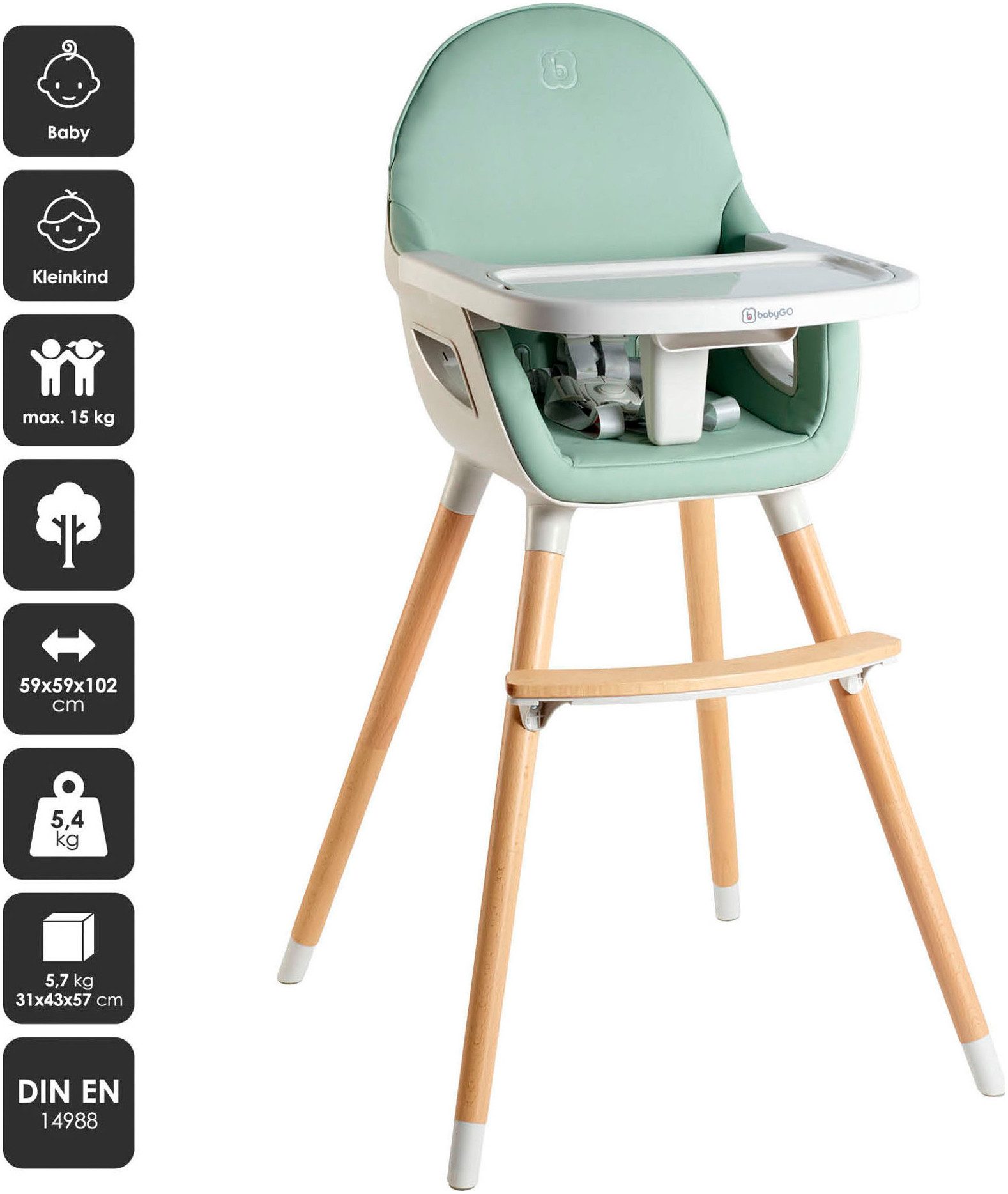 BabyGo Hochstuhl Scandi - wood günstig online kaufen