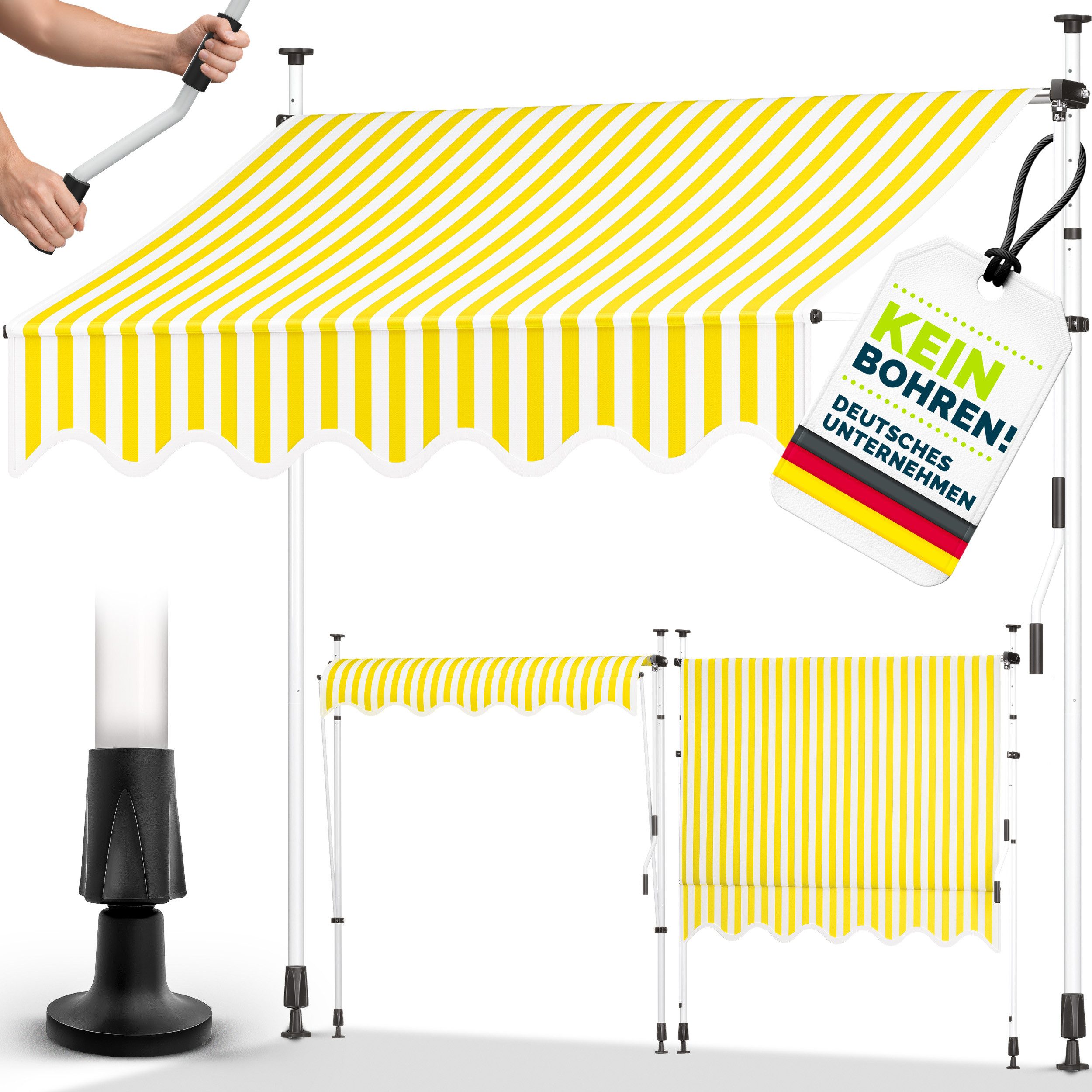 tillvex Klemmmarkise tillvex Balkonmarkise Markise Klemmmarkise Sonnenmarkise Handkurbel