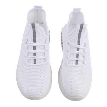 Ital-Design Damen Low-Top Freizeit Sneaker Flach Sneakers Low in Weiß